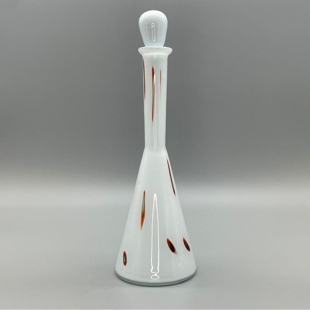 Vintage Murano Speckled Cased Art Glass Decanter With Stopper Ferro Lazzarini
